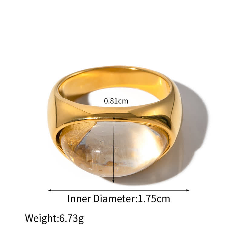 Olivenorma Clear Crystal Peridot 18k Stainless Steel Ring - Clear Crystal - Golden - 8 - image 1