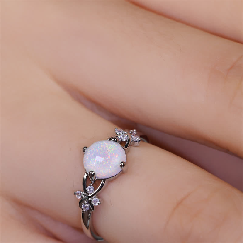 Olivenorma Opal White Zircon Four Leaf Clover Ring - image 2