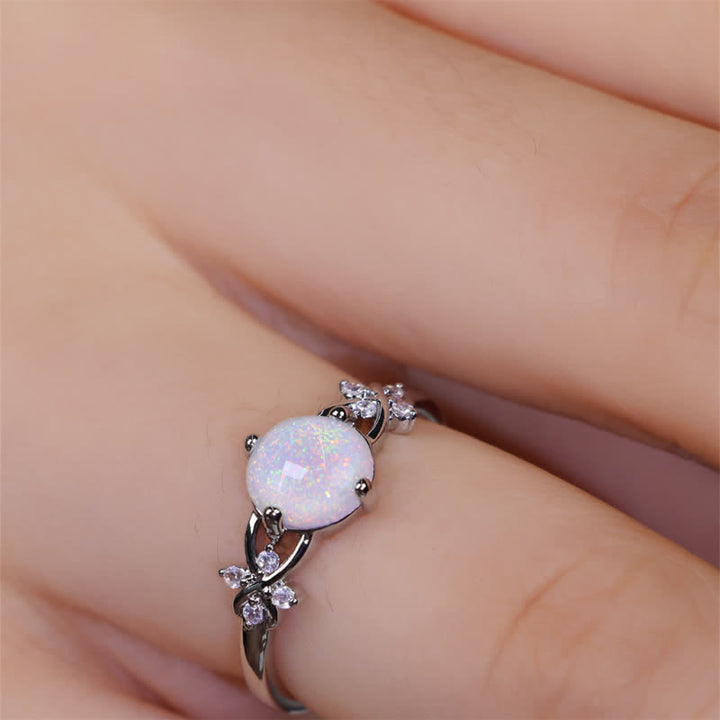 Olivenorma Opal White Zircon Four Leaf Clover Ring - image 2