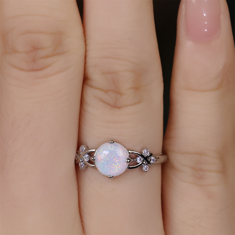 Olivenorma Opal White Zircon Four Leaf Clover Ring - image 1