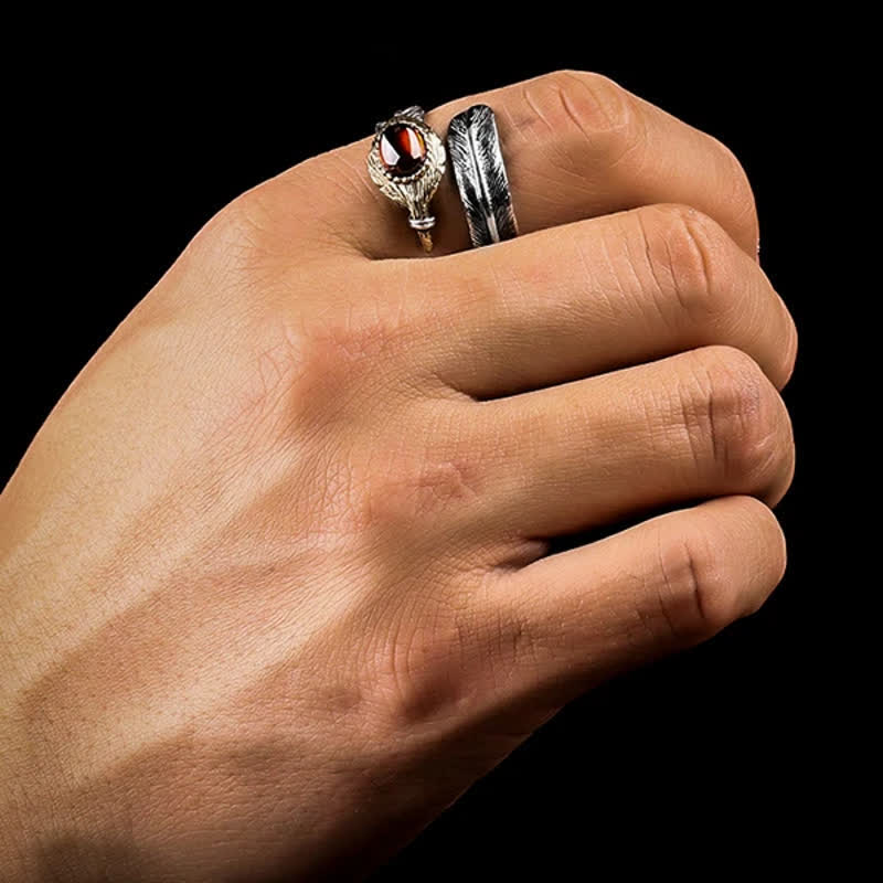 Olivenorma S925 Silver Curved Feather Shape Open Ring - image 5