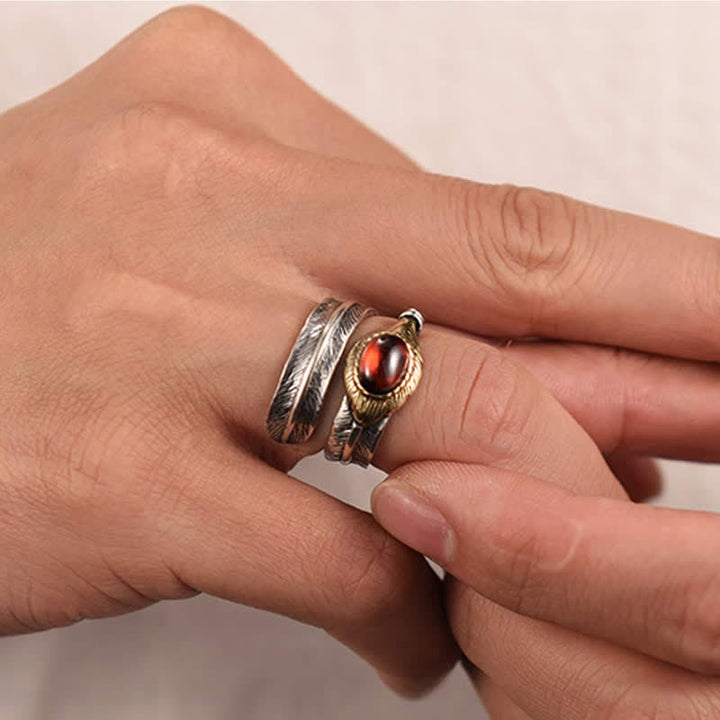 Olivenorma S925 Silver Curved Feather Shape Open Ring - image 1