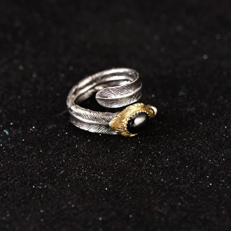 Olivenorma S925 Silver Curved Feather Shape Open Ring - image 19