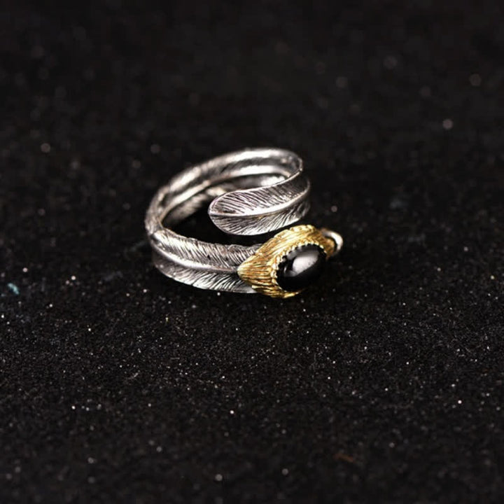 Olivenorma S925 Silver Curved Feather Shape Open Ring - image 19