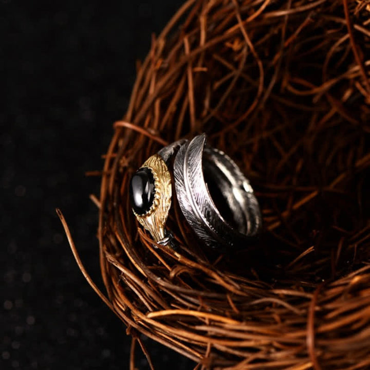 Olivenorma S925 Silver Curved Feather Shape Open Ring - image 20