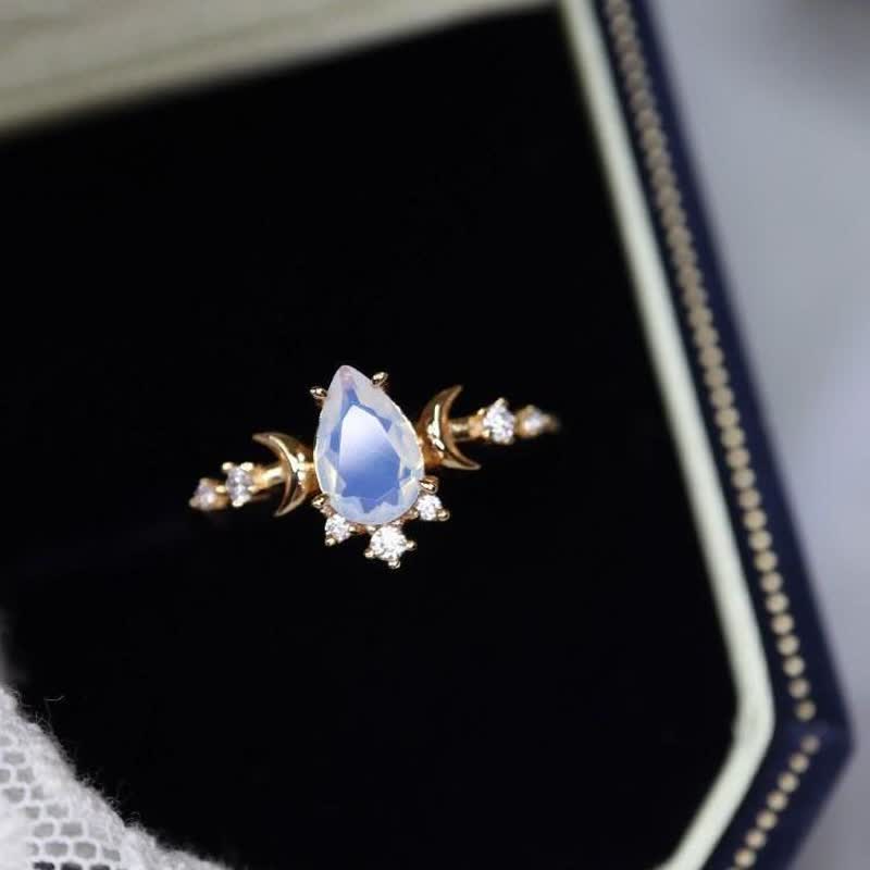 Olivenorma "Moonlight Goddess" Vintage Moonstone Adjustable Ring - image 2