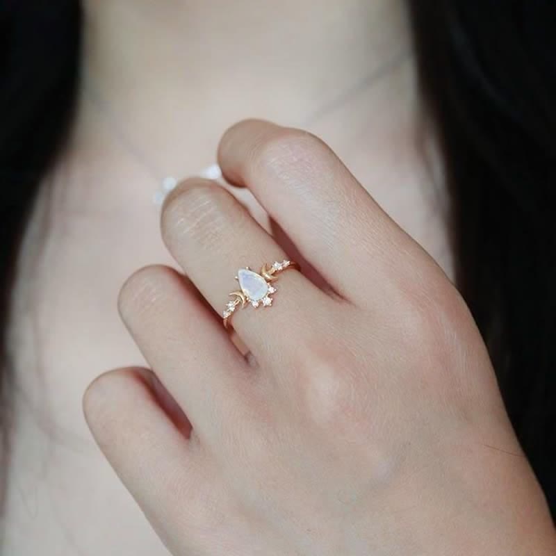 Olivenorma "Moonlight Goddess" Vintage Moonstone Adjustable Ring - image 1