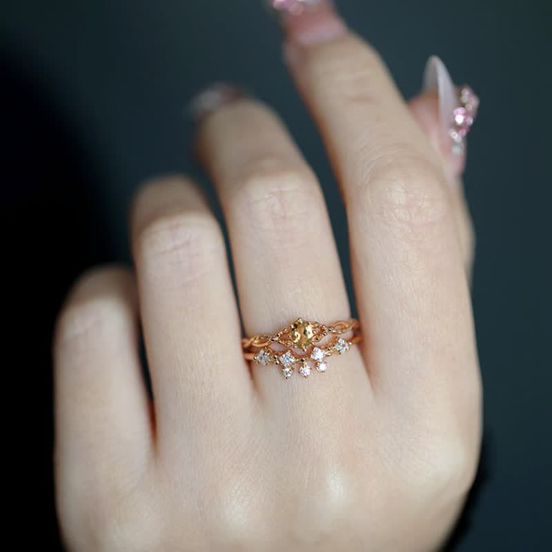 Olivenorma "Elf" Citrine Opal White Zircon 2-Piece Ring - image 1