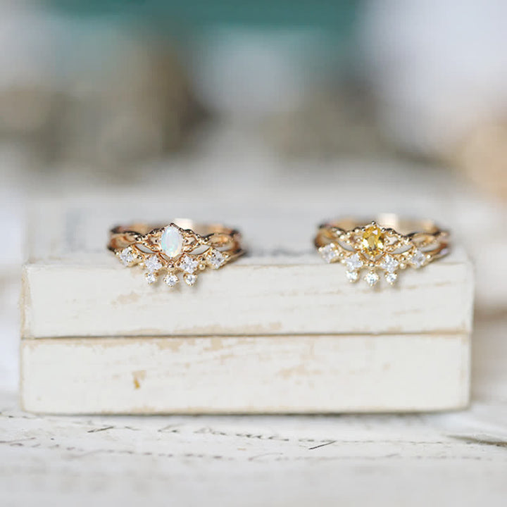 Olivenorma "Elf" Citrine Opal White Zircon 2-Piece Ring - image 10