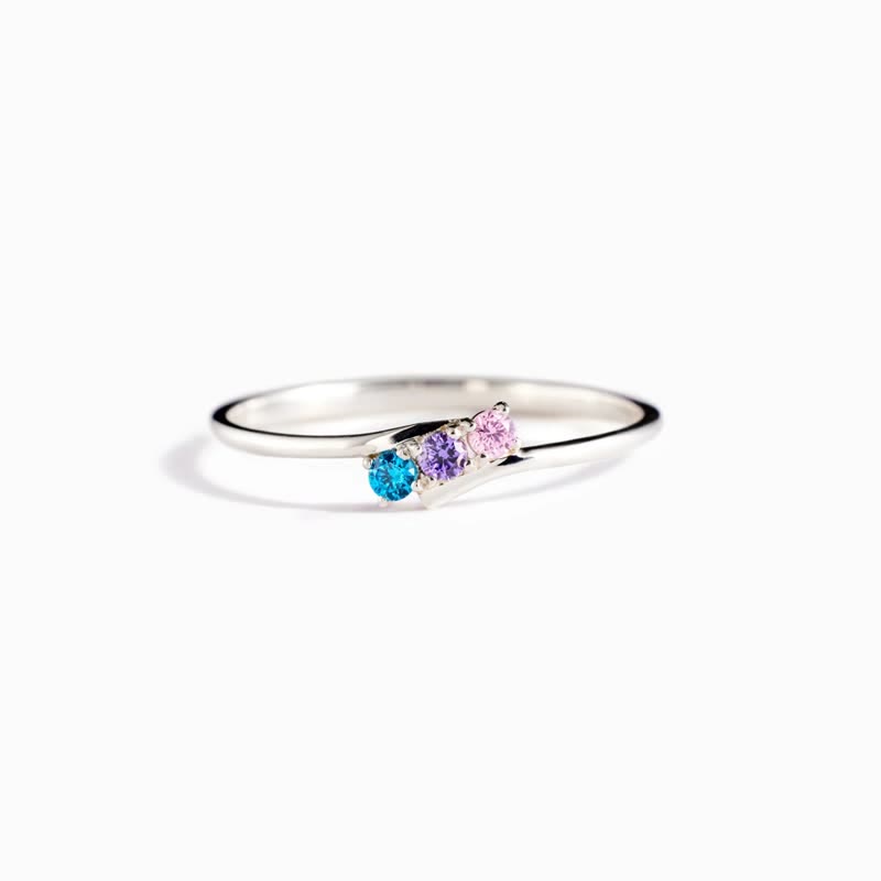 Olivenorma S925 Sterling Silver Birthstone Diamond Gift Card Ring - image 16