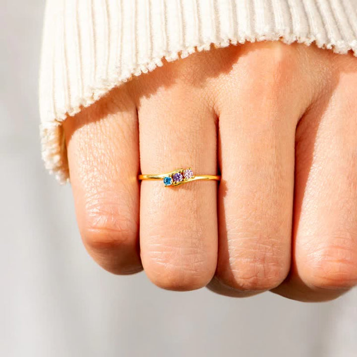 Olivenorma S925 Sterling Silver Birthstone Diamond Gift Card Ring - image 6