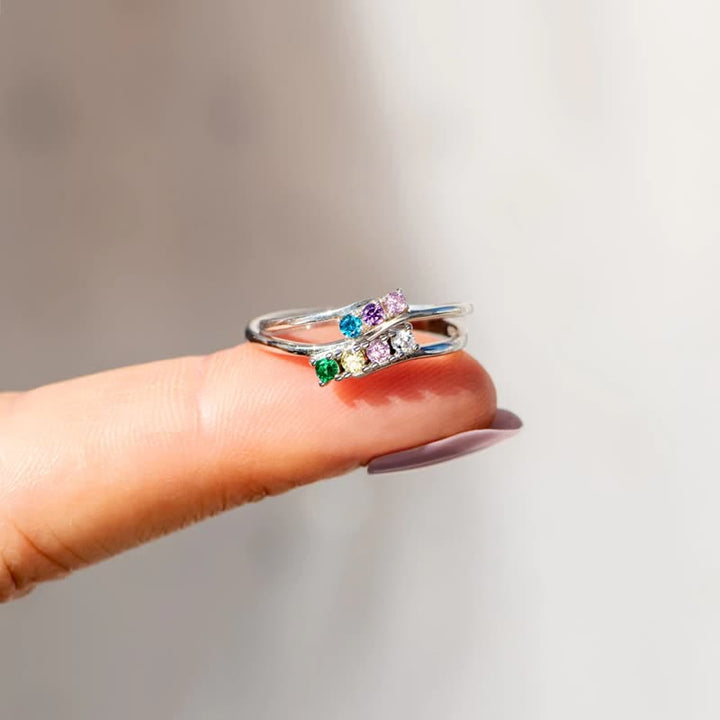 Olivenorma S925 Sterling Silver Birthstone Diamond Gift Card Ring - image 11