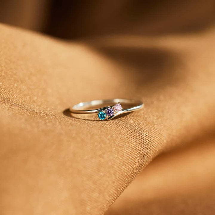 Olivenorma S925 Sterling Silver Birthstone Diamond Gift Card Ring - image 14