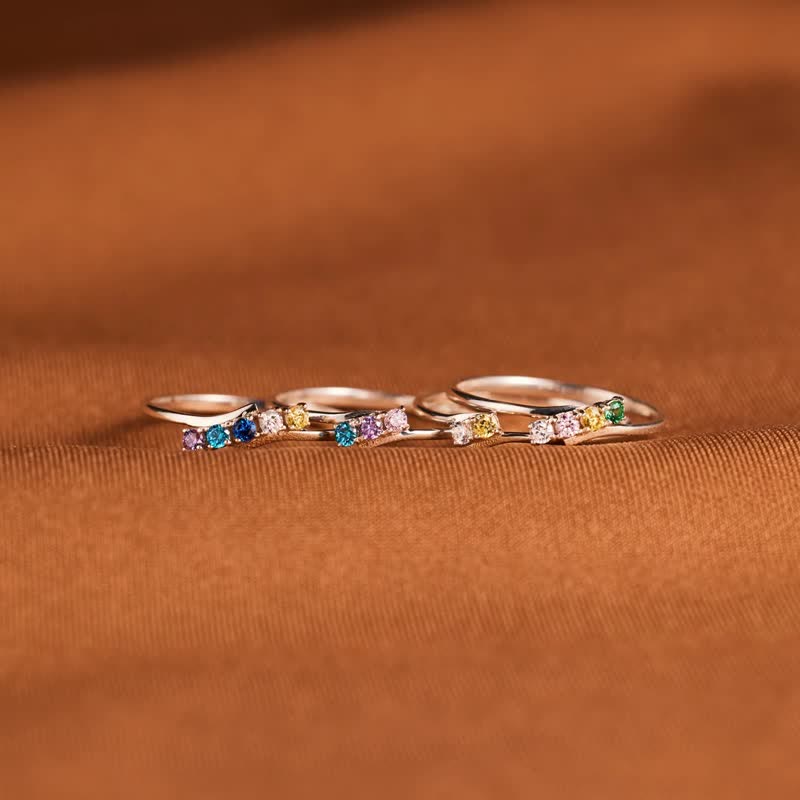 Olivenorma S925 Sterling Silver Birthstone Diamond Ring - image 8