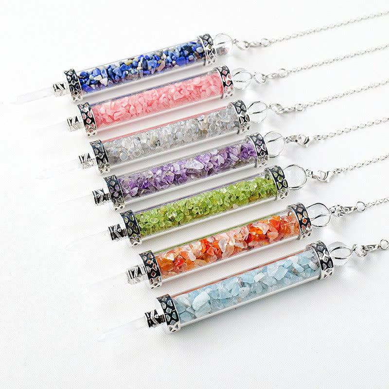 Olivenorma Natural Crystal Stone 7 Chakra Wishing Bottle Pendulum - image 27