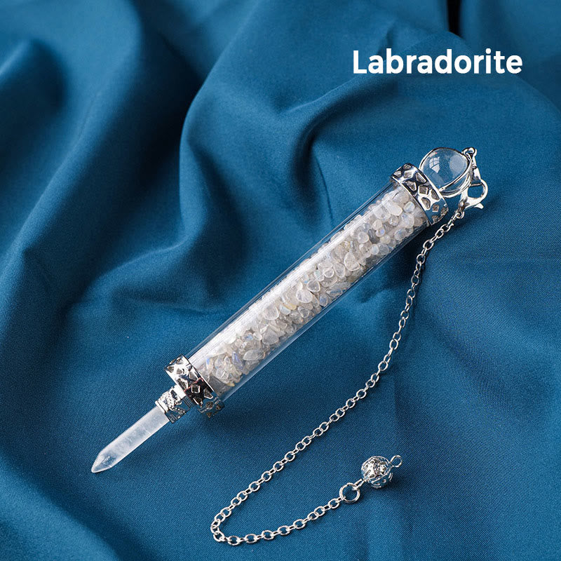 Olivenorma Natural Crystal Stone 7 Chakra Wishing Bottle Pendulum - Labradorite - image 12