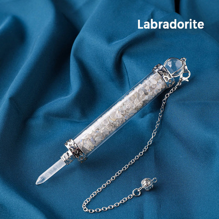 Olivenorma Natural Crystal Stone 7 Chakra Wishing Bottle Pendulum - Labradorite - image 12