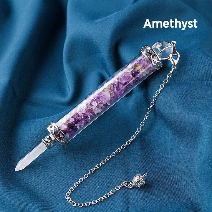 Olivenorma Natural Crystal Stone 7 Chakra Wishing Bottle Pendulum - Amethyst - image 21