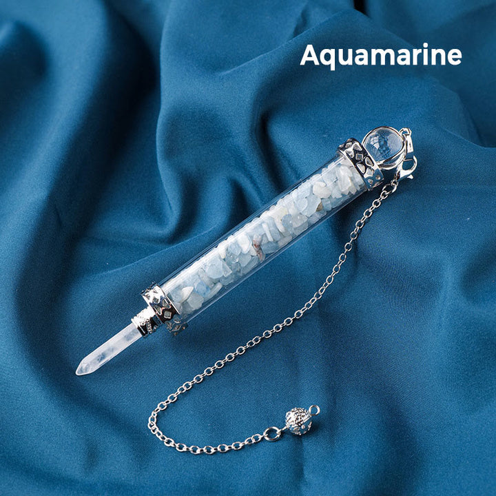 Olivenorma Natural Crystal Stone 7 Chakra Wishing Bottle Pendulum - Aquamarine - image 6