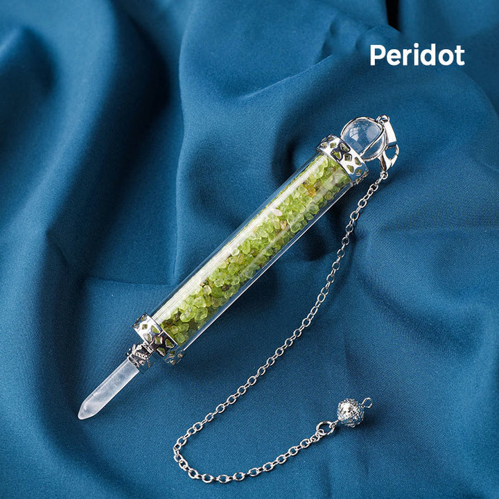 Olivenorma Natural Crystal Stone 7 Chakra Wishing Bottle Pendulum - Peridot - image 14
