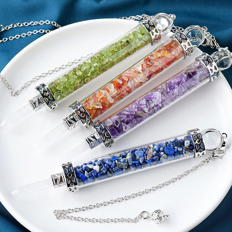 Olivenorma Natural Crystal Stone 7 Chakra Wishing Bottle Pendulum - image 25