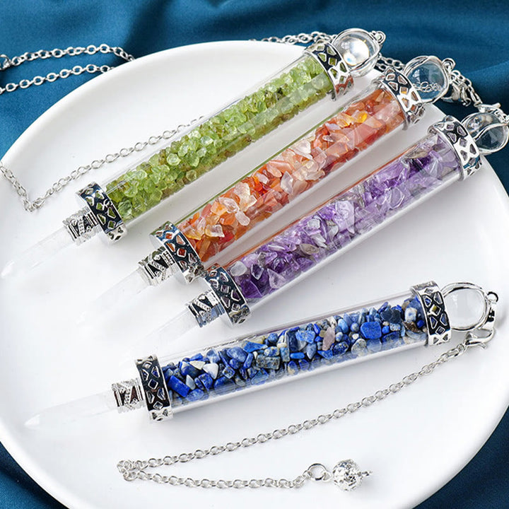 Olivenorma Natural Crystal Stone 7 Chakra Wishing Bottle Pendulum - image 25