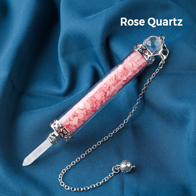Olivenorma Natural Crystal Stone 7 Chakra Wishing Bottle Pendulum - Rose Quartz - image 1