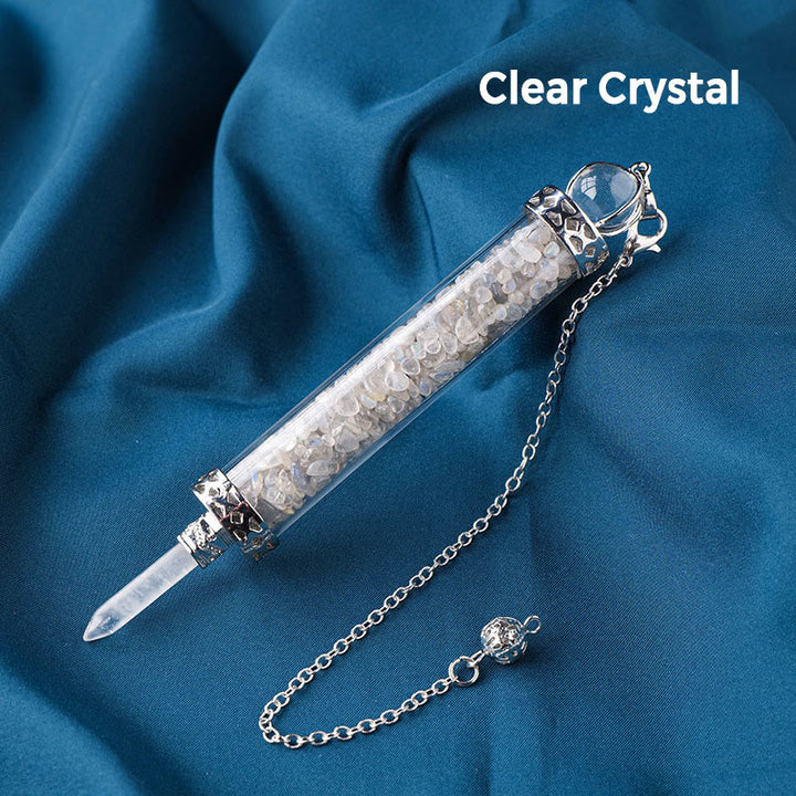 Olivenorma Natural Crystal Stone 7 Chakra Wishing Bottle Pendulum - Clear Crystal - image 4