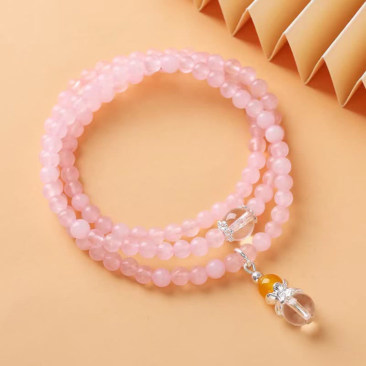 Olivenorma Rose Quartz Clear Crystal Citrine Beaded Necklace - Rose Quartz & Clear Crystal & Citrine - image 0