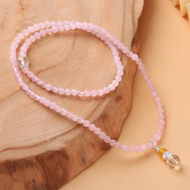 Olivenorma Rose Quartz Clear Crystal Citrine Beaded Necklace - image 3