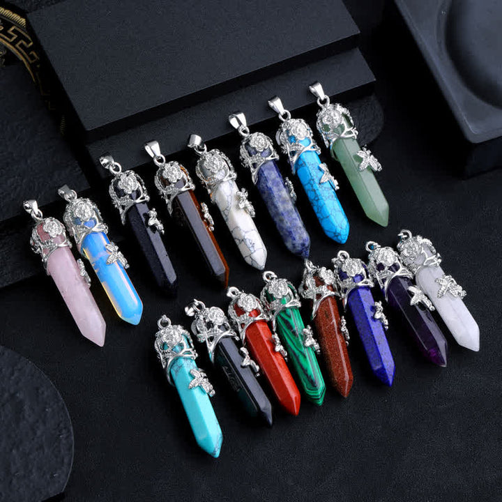 Olivenorma Crystal Stone Hexagonal Column Flower Pendant Gemstone Necklace - image 33