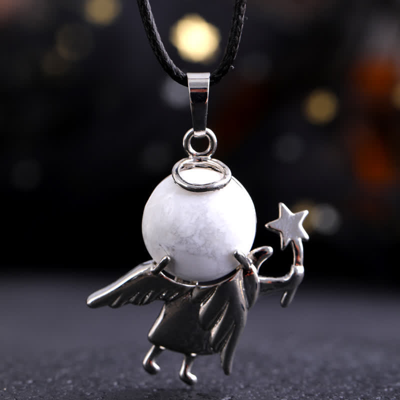 Olivenorma Natural Stone Magic Angel Pendant Necklace - White Turquoise - image 1