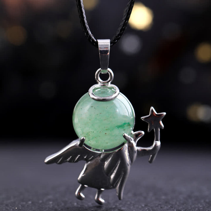 Olivenorma Natural Stone Magic Angel Pendant Necklace - Green Aventurine - image 19
