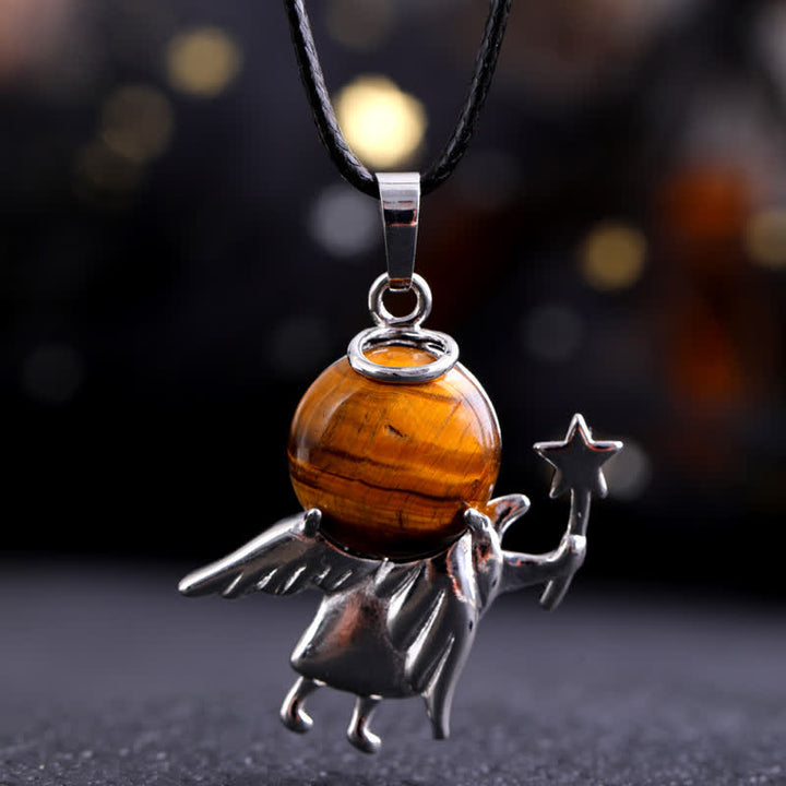 Olivenorma Natural Stone Magic Angel Pendant Necklace - Tiger Eye - image 16