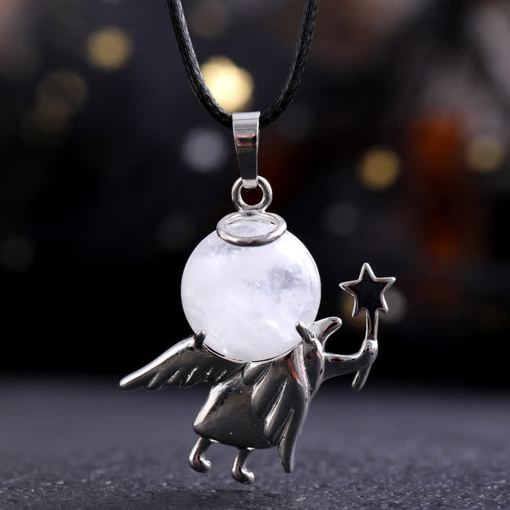 Olivenorma Natural Stone Magic Angel Pendant Necklace - Clear Crystal - image 4