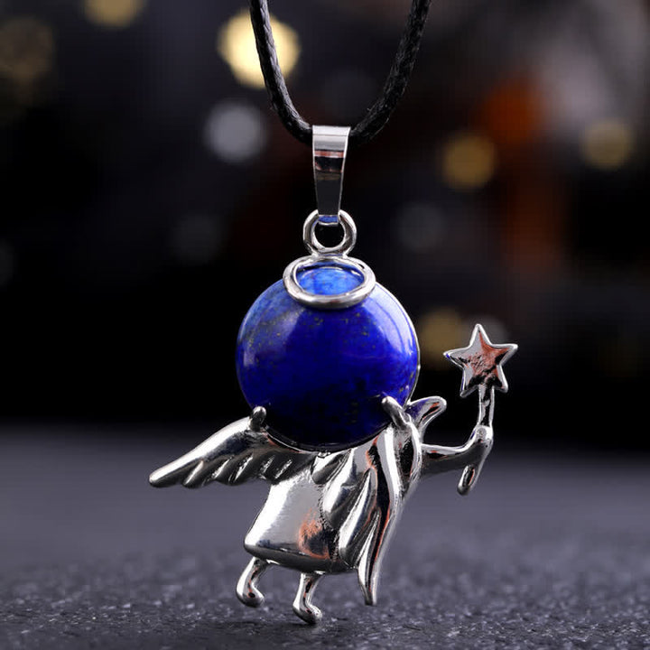 Olivenorma Natural Stone Magic Angel Pendant Necklace - Lapis Lazuli - image 13