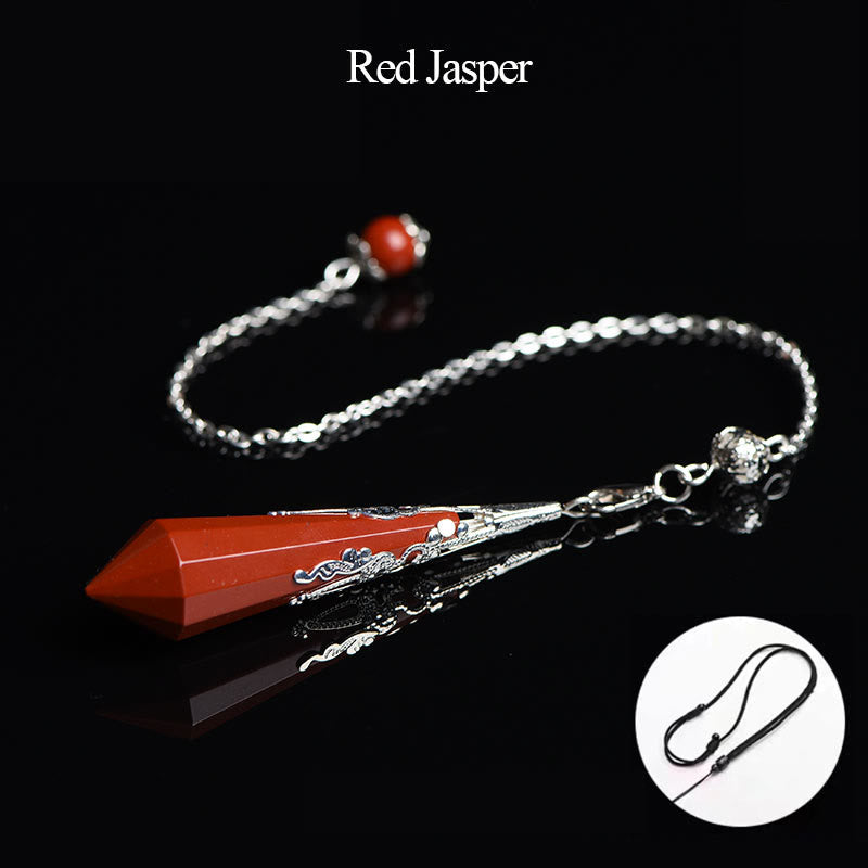 Olivenorma 24 Styles Natural Gemstones Crystal Dowsing Pendulum - Red Jasper - image 39