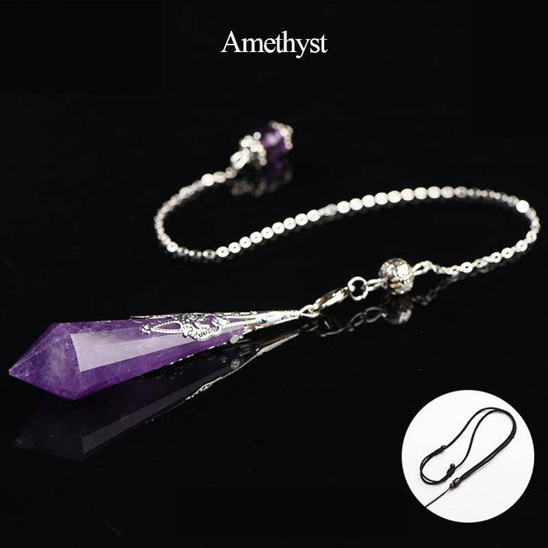 Olivenorma 24 Styles Natural Gemstones Crystal Dowsing Pendulum - Amethyst - image 29