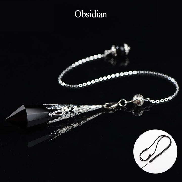 Olivenorma 24 Styles Natural Gemstones Crystal Dowsing Pendulum - Obsidian - image 19