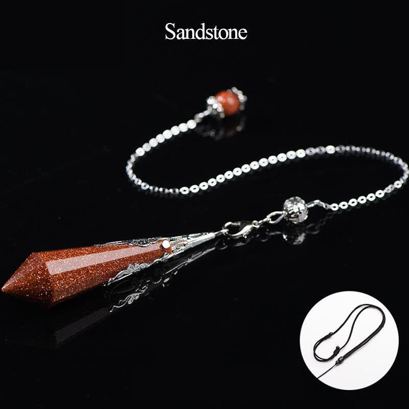 Olivenorma 24 Styles Natural Gemstones Crystal Dowsing Pendulum - Sandstone - image 11
