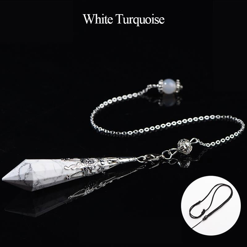 Olivenorma 24 Styles Natural Gemstones Crystal Dowsing Pendulum - White Turquoise - image 22