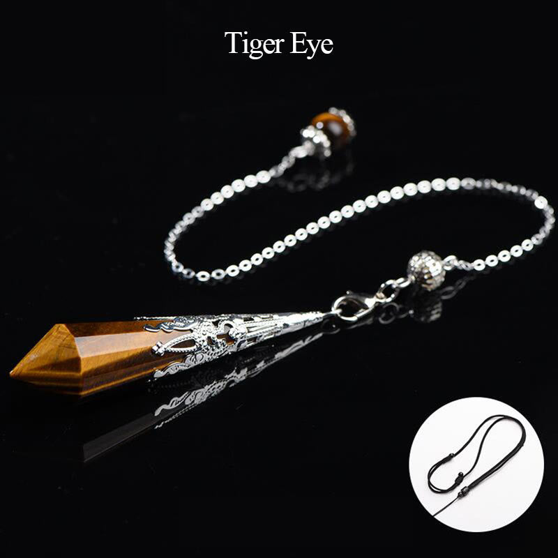 Olivenorma 24 Styles Natural Gemstones Crystal Dowsing Pendulum - Tiger Eye - image 13