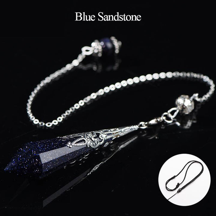 Olivenorma 24 Styles Natural Gemstones Crystal Dowsing Pendulum - Blue Sandstone - image 7