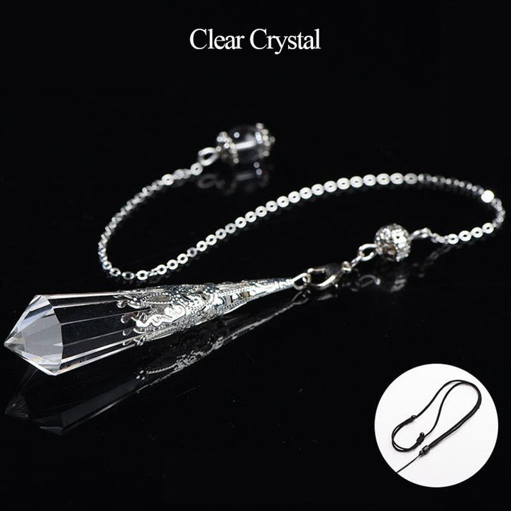 Olivenorma 24 Styles Natural Gemstones Crystal Dowsing Pendulum - Clear Crystal - image 5