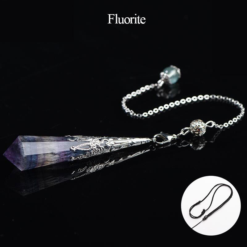 Olivenorma 24 Styles Natural Gemstones Crystal Dowsing Pendulum - Fluorite - image 17