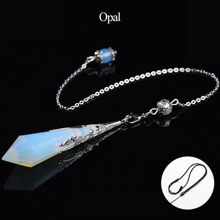 Olivenorma 24 Styles Natural Gemstones Crystal Dowsing Pendulum - Opal - image 3