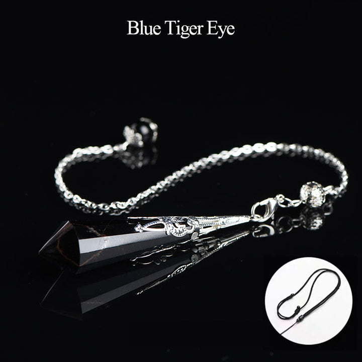 Olivenorma 24 Styles Natural Gemstones Crystal Dowsing Pendulum - Blue Tiger Eye - image 36