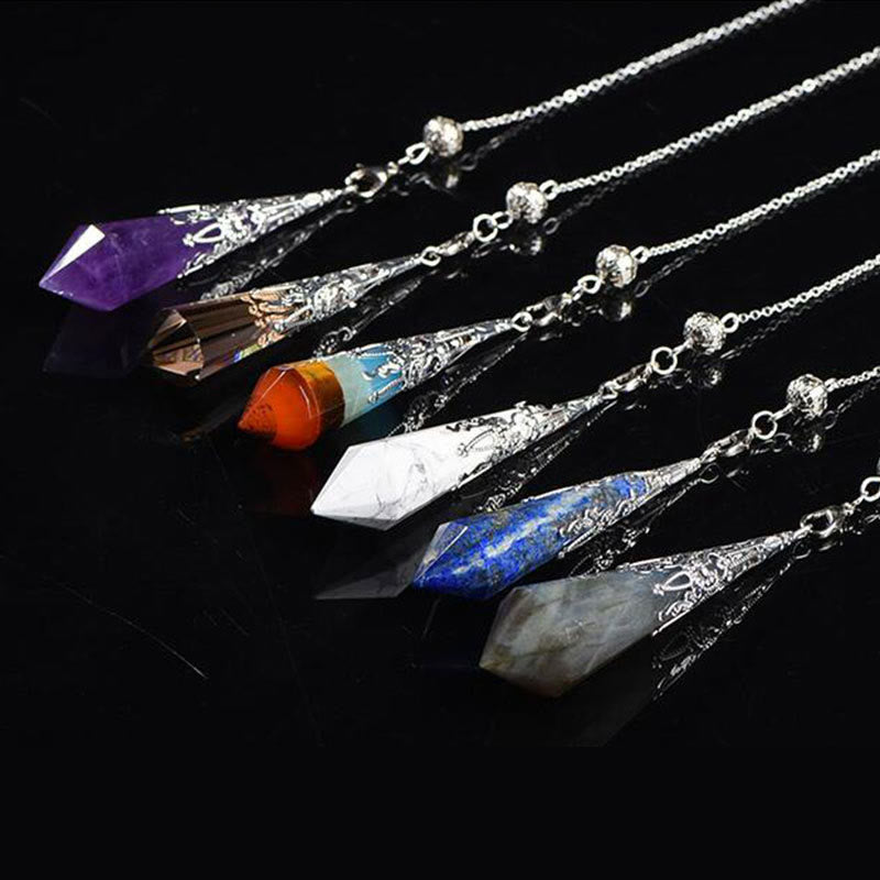Olivenorma 24 Styles Natural Gemstones Crystal Dowsing Pendulum - image 48