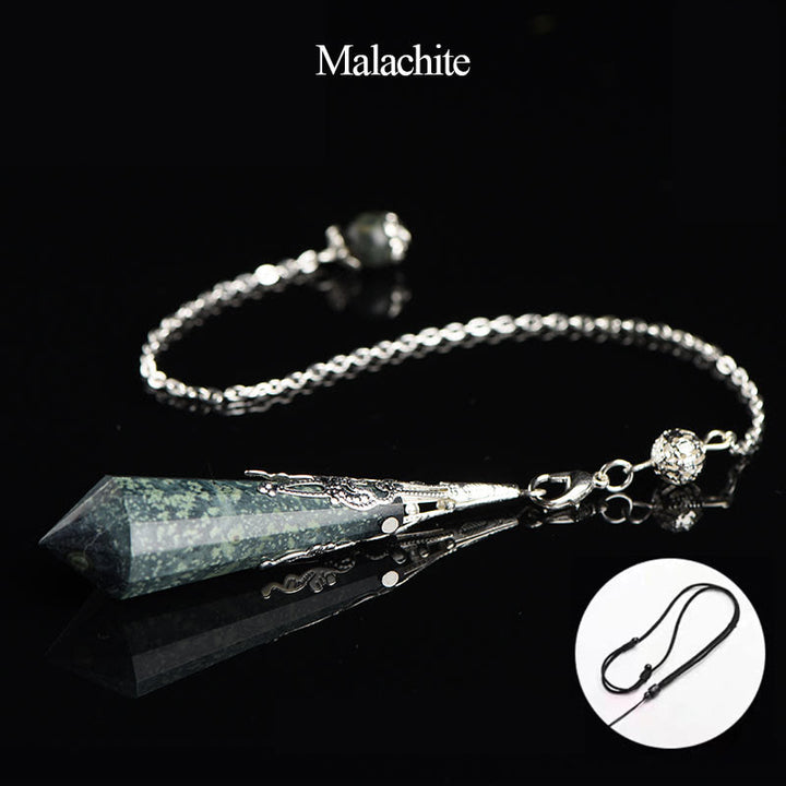 Olivenorma 24 Styles Natural Gemstones Crystal Dowsing Pendulum - Malachite - image 32
