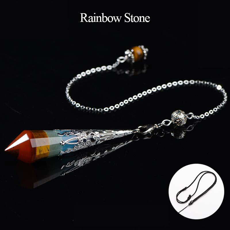 Olivenorma 24 Styles Natural Gemstones Crystal Dowsing Pendulum - Rainbow Stone - image 24